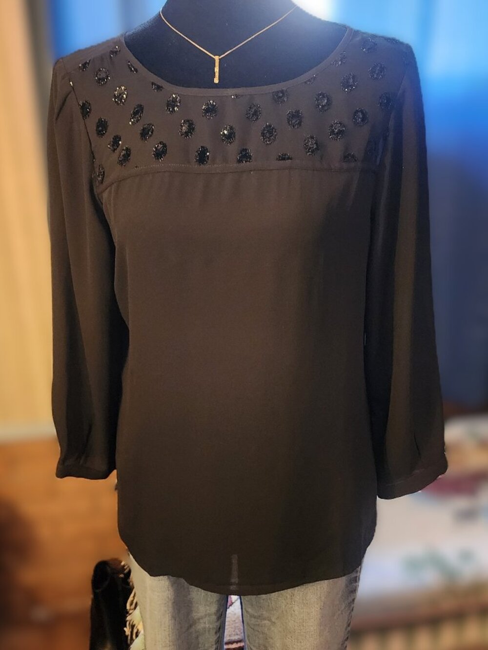 Black Loft Blouse with embellishment Size S